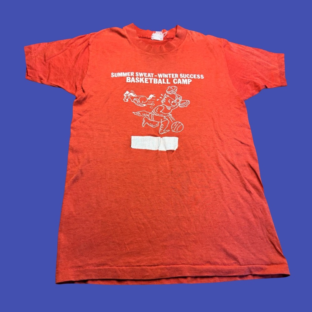 80s Boys Basketball Camp T Shirt Red Summer Sweat Winter Success Graphic Vintage